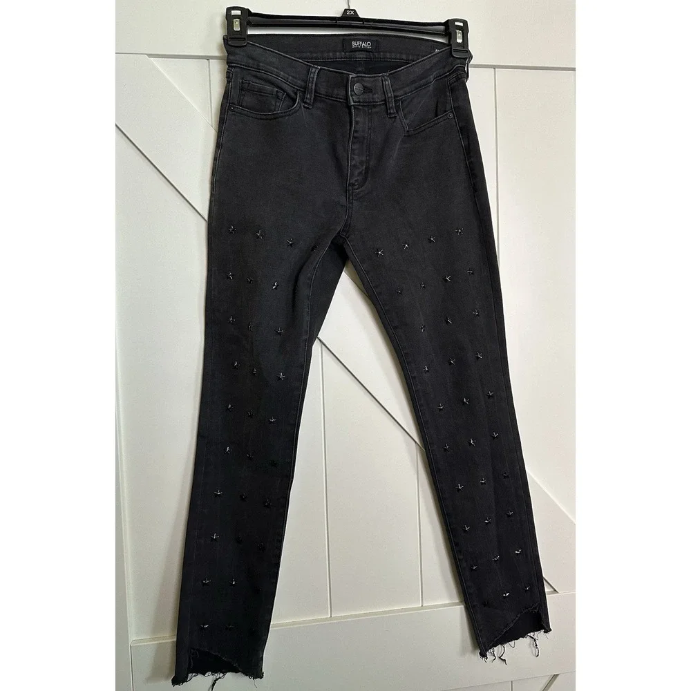 Buffalo David Bitton Faith Jeans Women Size 4/27 Black Star Embellished Mid Rise